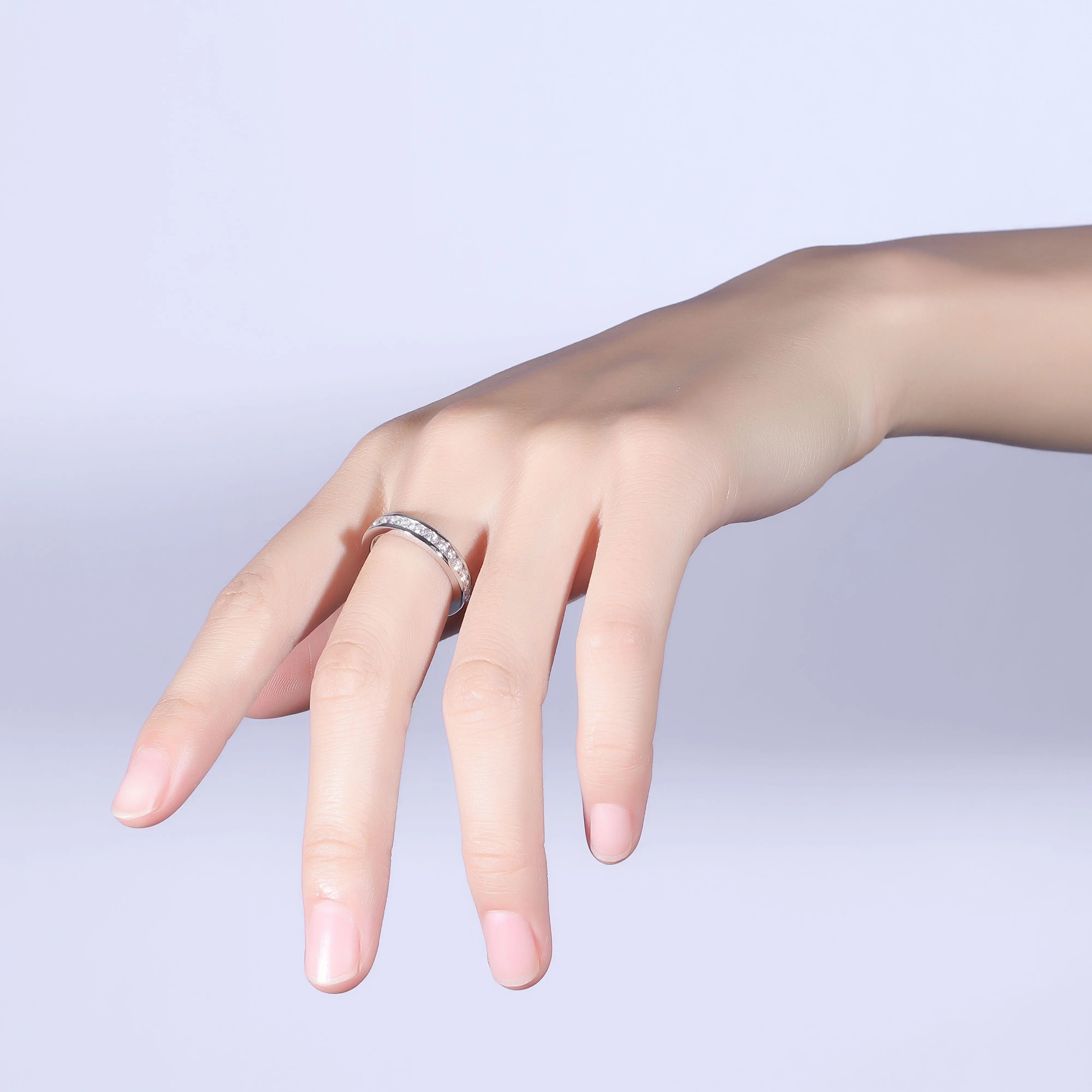 Transgems влюбленные золото муассанит обручальное кольцо Вечность однотонные 14K