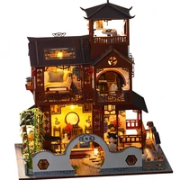large dollhouse kit diy miniature building kits roombox wooden house toys for children doll house furniture adult birthday gifts