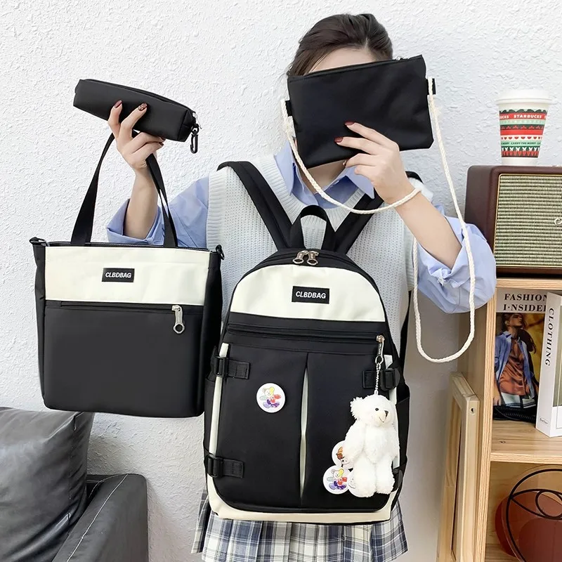 

Набор из 4 холщовых женских рюкзаков, милые школьные ранцы для девочек-подростков, 2022