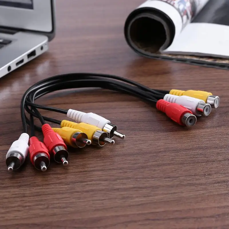 5 шт./лот 24 см 3 RCA Мужской до 6 гнездовой разъем Аудио Видео av-кабель адаптер