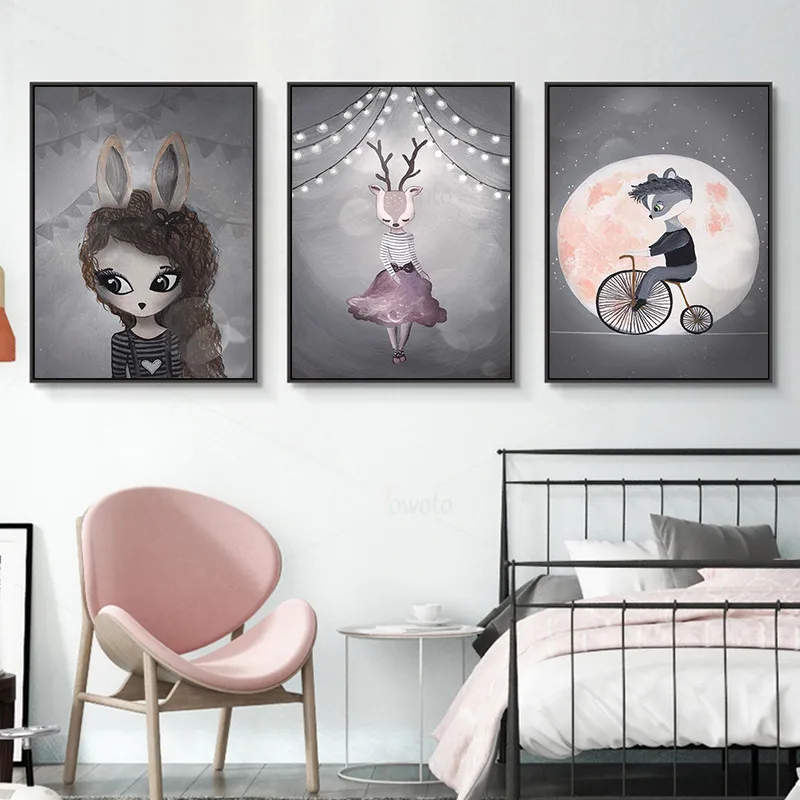 Плакат с изображением кролика девочки оленя принцессы Луны | Дом и сад