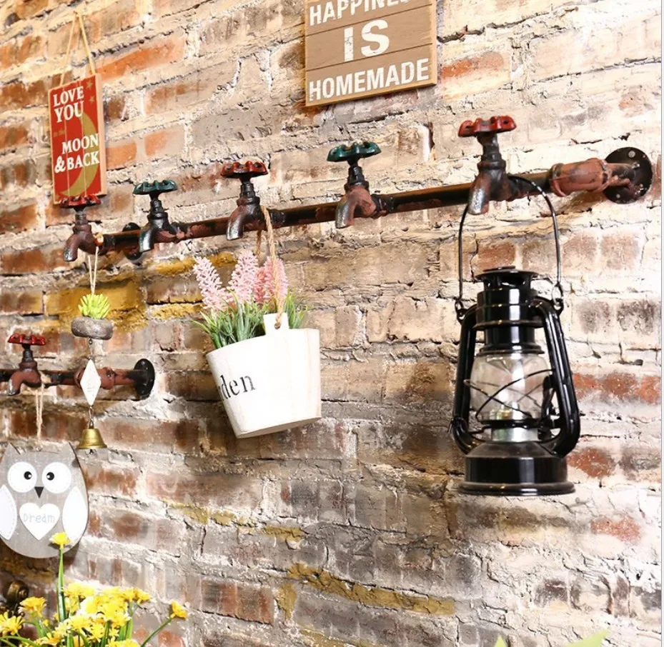 Крючок стеллаж для смесителя в стиле ретро промышленный стимпанк железная труба