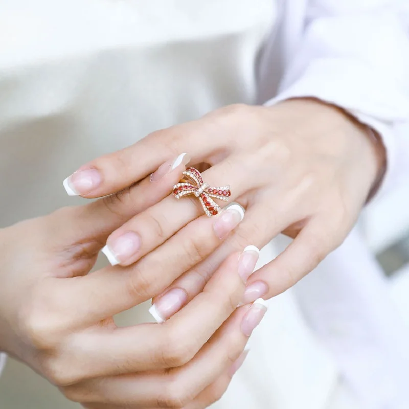 QTT серебряный цвет милое кольцо Природный лук кристалл изысканное ювелирное