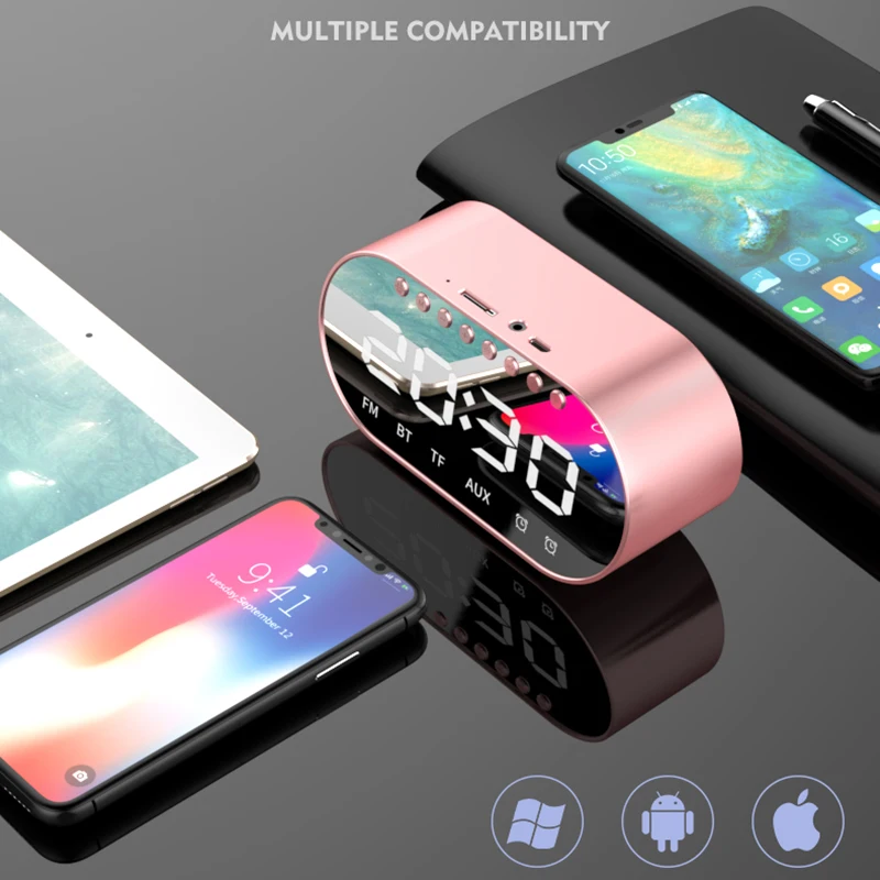 Многофункциональные настольные часы с Bluetooth-динамиком FM TF AUX светодиодные