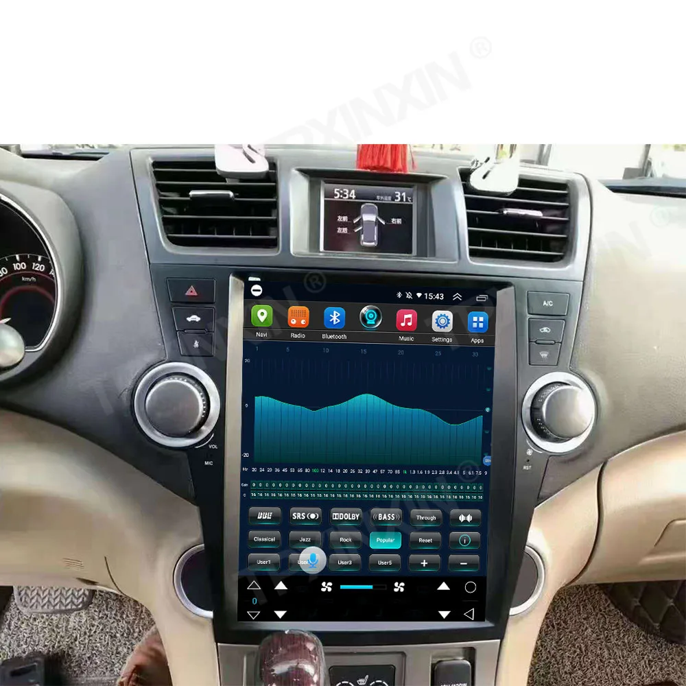 Автомобильный радиоприемник Tesla IPS экран 12 1 дюйма Android 10 для Toyota Highlander 2007 - 2013