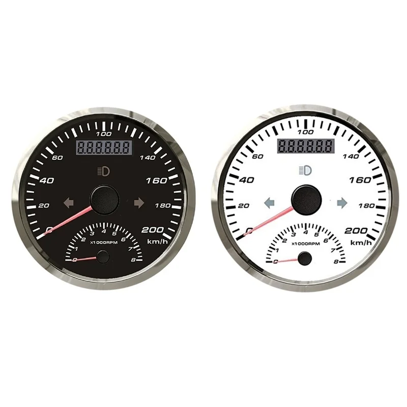 85MM GPS Marine Speedometer 200KM/H Tachometer with White Backlight Suitable for Yachts Ships Motorcycles Car
