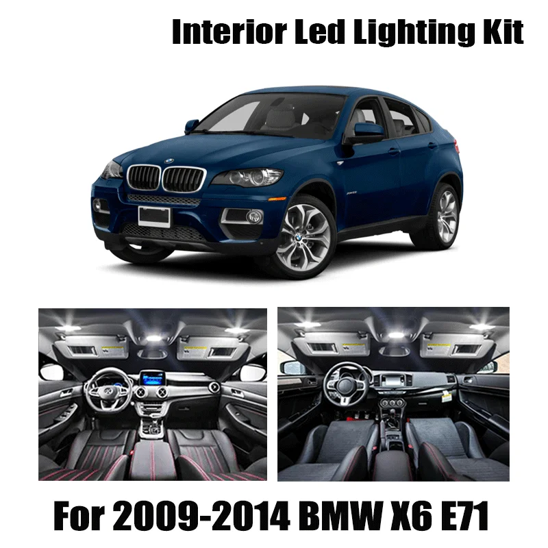 

22 Bulbs White Canbus LED Interior Light Kit Fit For BMW X6 E71 2009 2010 2011 2012 2013 2014 Map Dome Door Trunk License Lamp