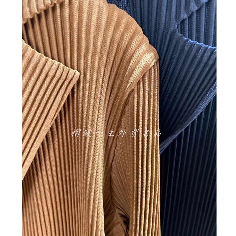

2020 autumn new women's thick suit Miyak fold Fashion plus size mid-length all-match slim slim coat jacket top
