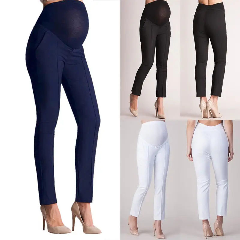 Pantalones el&aacute;sticos de protecci&oacute;n para el vientre, Leggings de maternidad para embarazadas, pantalones de tubo informales-1