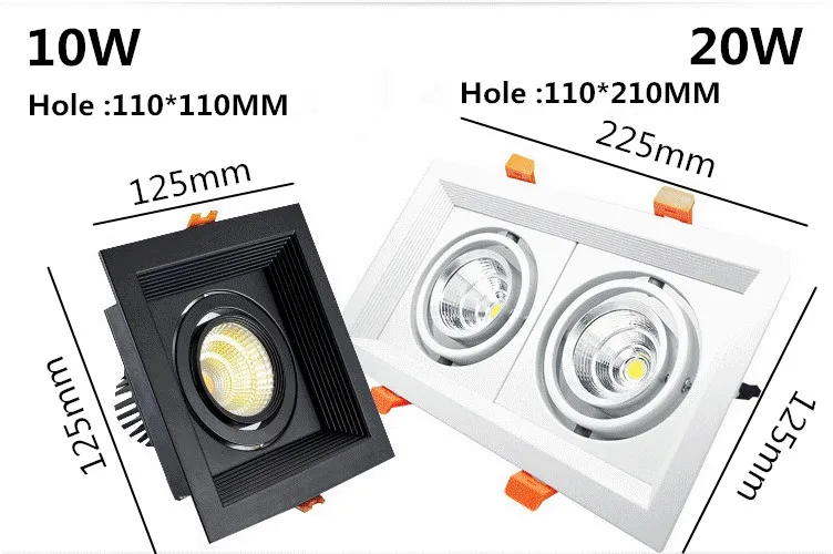 1 шт. сверхъяркий утопленный квадратный светодиодный светильник с регулируемой