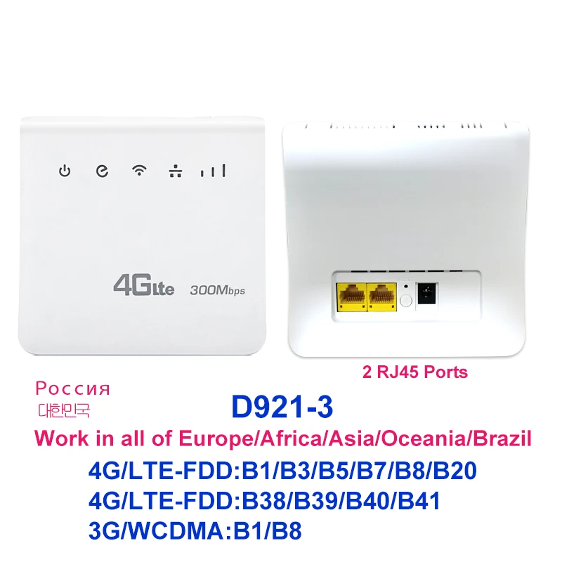 

TIANJIE D921 Unlocked WIFI 300Mbps 4G LTE FDD TDD CPE Mobile Router with WAN/LAN RJ45 Port Portable Wireless Hotspot Wi-Fi Modem