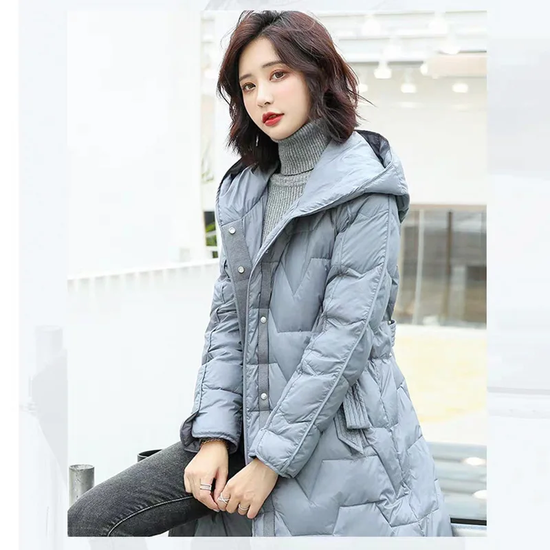 

JCHB 2021 Women's Down Jacket Autumn Winter Coat Female Long Parkas Woman Hooded White Duck Down Coats Mujeres Abrigos Pph1391
