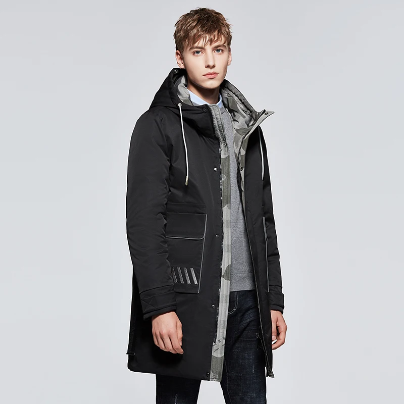 Winter down jacket new men's medium length jacket with extra thickness and warmth popular logo white duck down 90% down coat