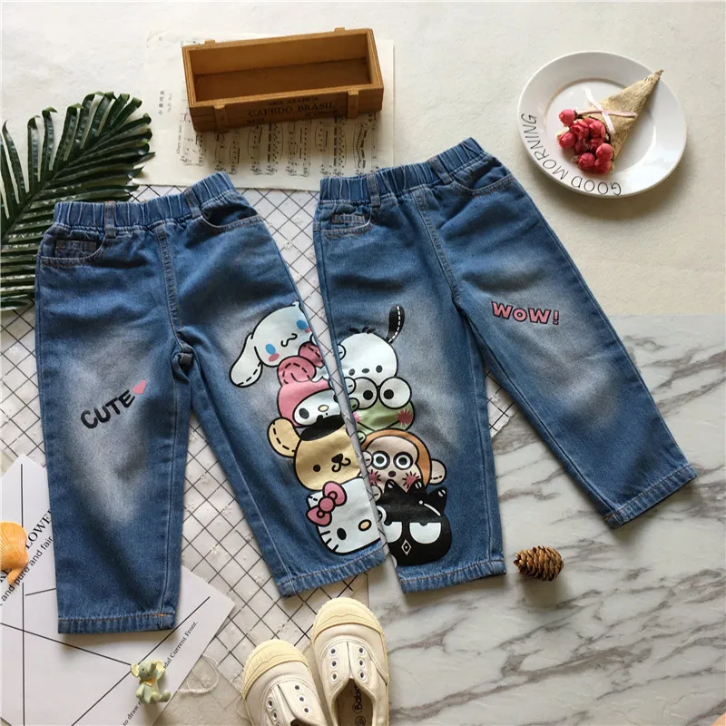 Tonytaobaby/осенне зимняя одежда новые стильные джинсы с рисунком для малышей