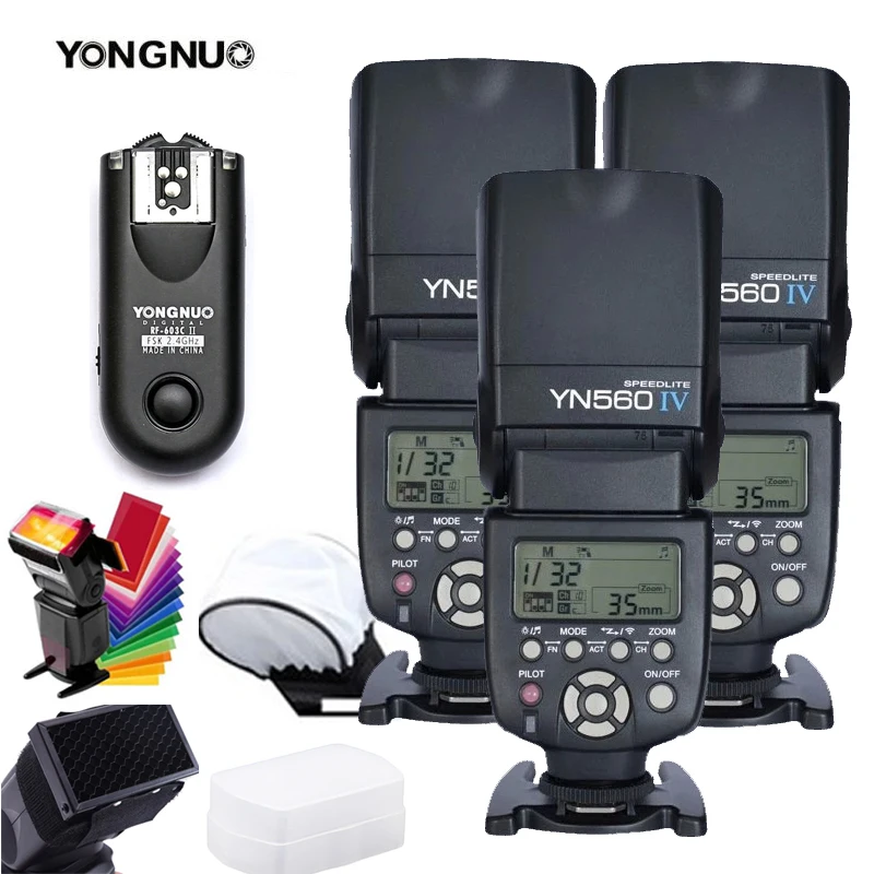 3x560iv with Trigger YongNuo YN 560IV YN 560 IV YN 560 Вспышка Speedlite для Canon Nikon Olympus Pentax с YongNuo RF603 II беспроводной триггер вспышки - Цвет: 3x560iv with Trigger