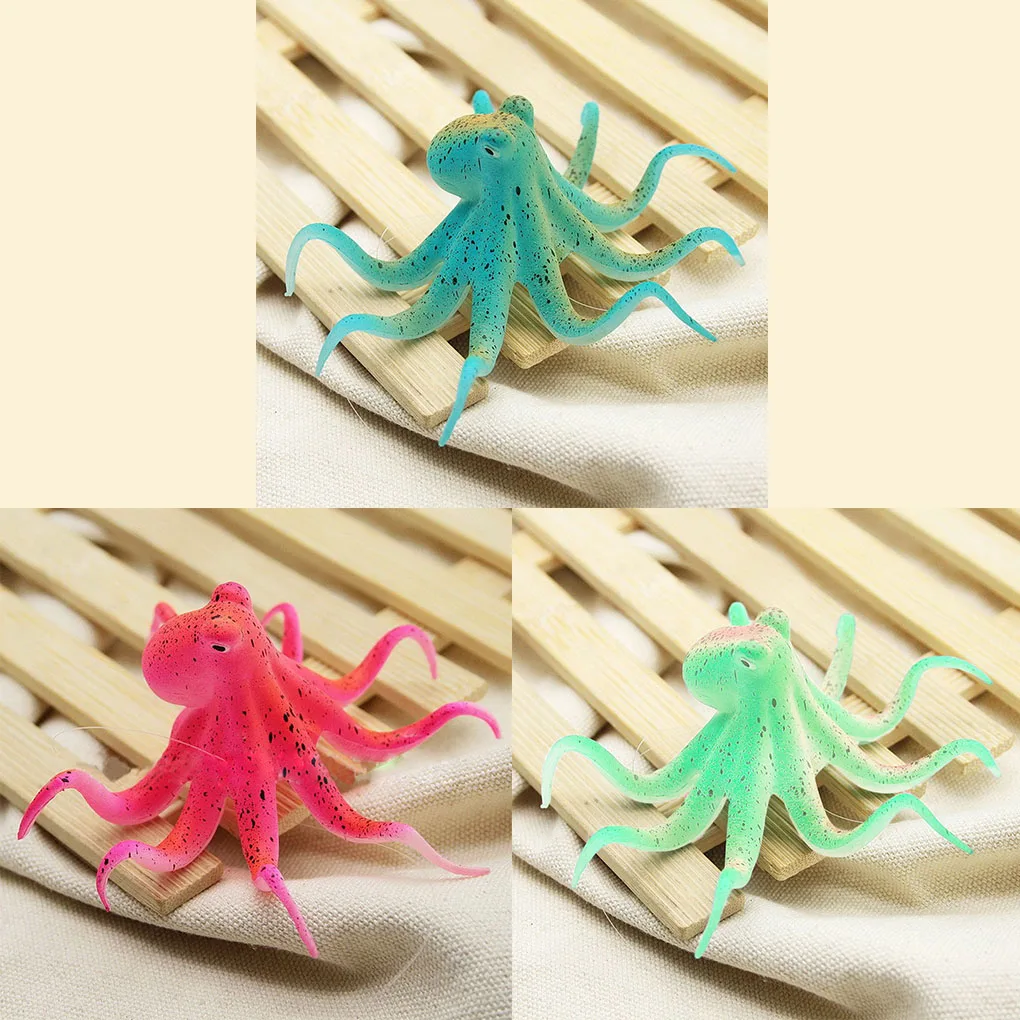Fluorescent Artificial Octopus Aquarium Ornament with Suction Cup Fish Tank Decoration | Дом и сад