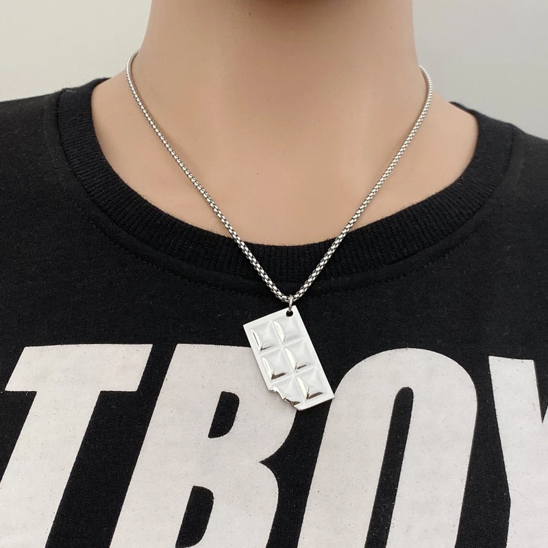 

Boho Jewelry Vintage Chocolate Pendants For Women Wholesale Bulk Items Fashion 60cm Stainless Steel Chain Necklaces Men Gifts
