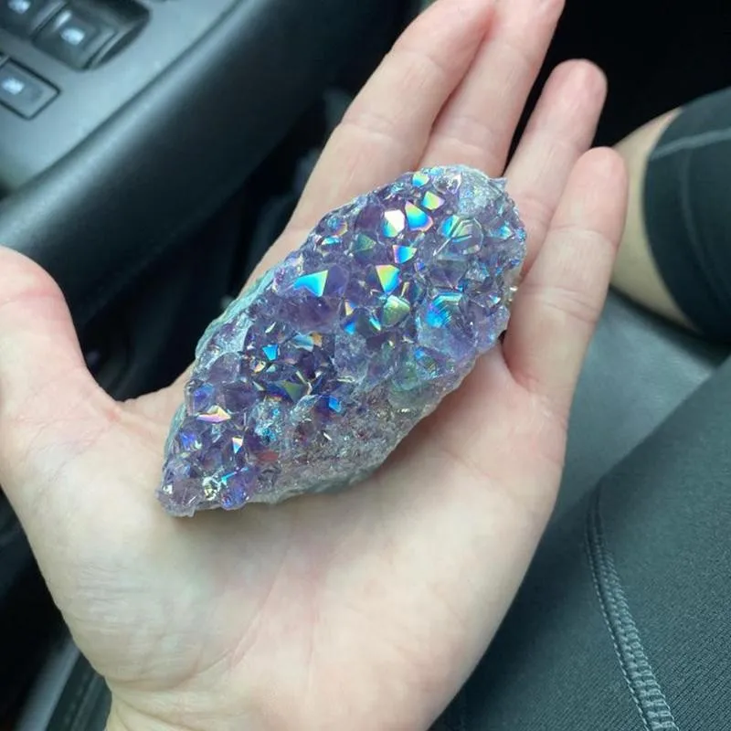 Очаровательный Радужный Ангел Aura сумасшедшие кластеры аметиста натуральные