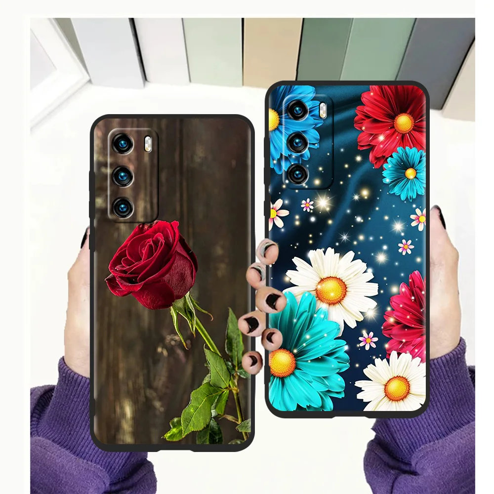 

Red Roses Flowers Phone Case for Huawei P20 P30 P40 Lite P20 P30 P50 Pro P Smart Z 2021 Y6 Y7 Y9 Y7A Y6P Y9S 2019 Soft Cover TPU