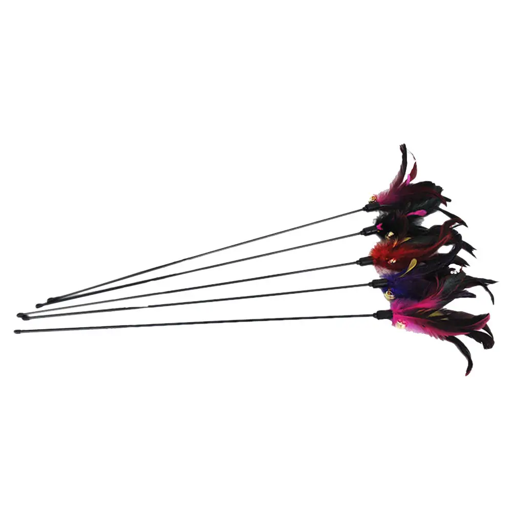 

5pcs Cat Toys Color Vary Feather Teaser and Exerciser Wand for Cat and Kitten