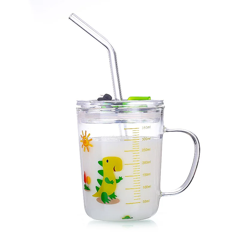 350 мл Милая мультяшная молочная чашка динозавр КИТ соломенная стеклянная детская