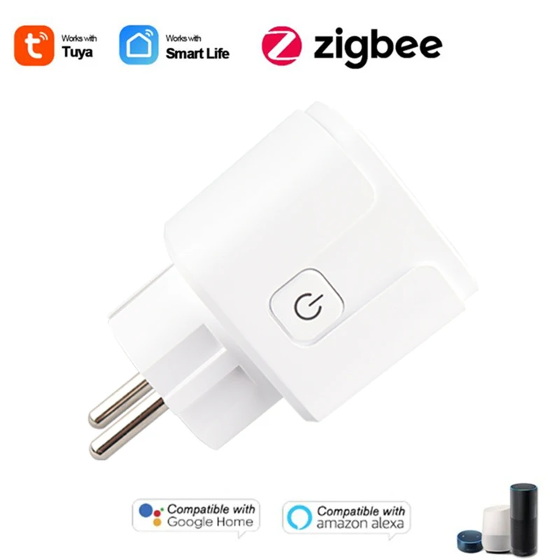 Беспроводная розетка Tuya ZigBee с таймером 15 А 110 250 В совместимый Alexa Google Home
