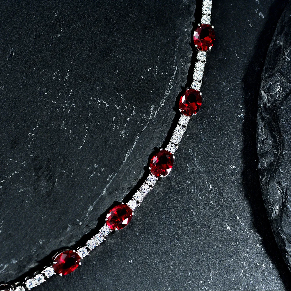 

Ожерелье женское из серебра 925 пробы, с рубинами, 16 дюймов