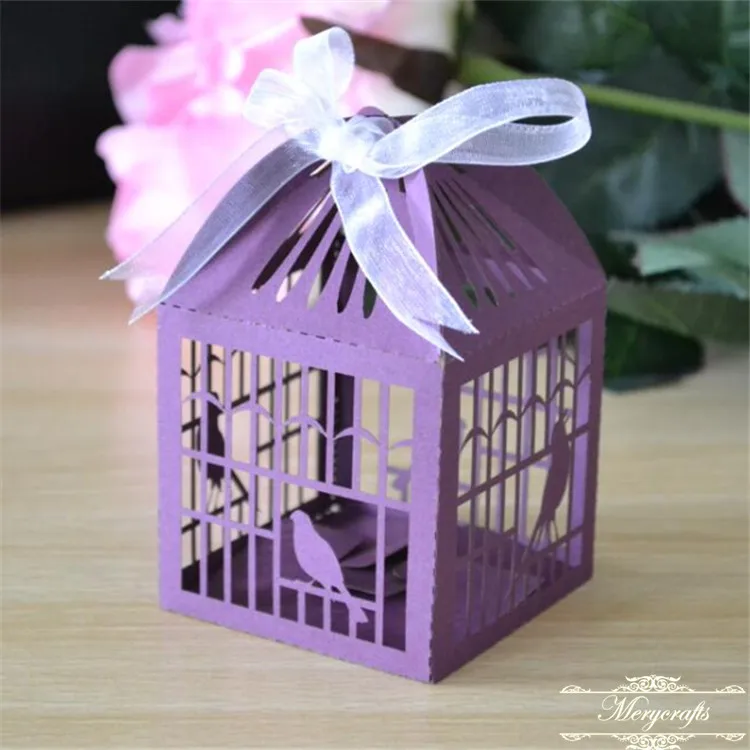 dark purple pearl Птичья клетка лазерная резка Свадьба День Рождения Вечеринка возврат подарочная коробка - Цвет: dark purple pearl