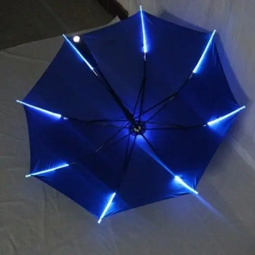 Синий 8 Rib Light up Blade бегун стиль изменение цвета зонтик со светодиодом зонтик с фонариком прозрачная прямая ручка - Цвет: Синий
