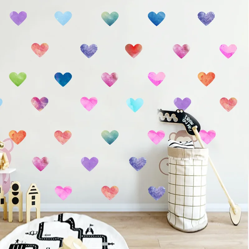 

Tofok Hand-painted Watercolor Love Wall Stickers Cartoon Wall Stickers Children's Room Bedroom Living Room Home Decoration