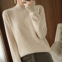 the new turtleneck cashmere sweater women autumn and winter wool jumpers knit female long sleeve loose solid color sweater women