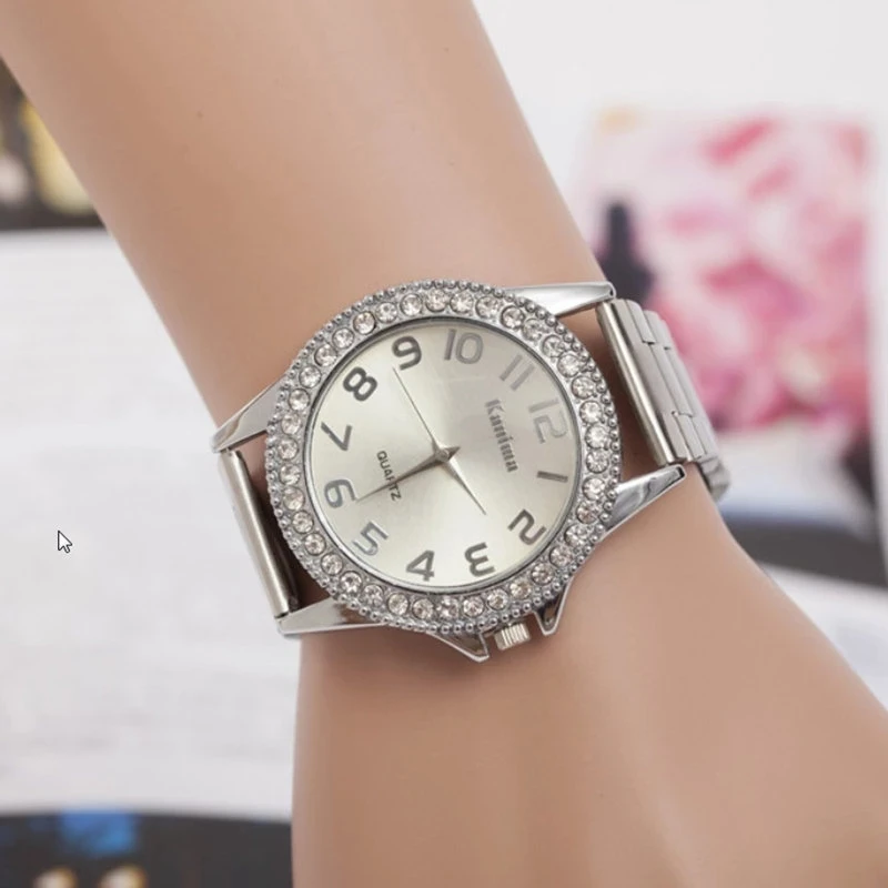 

Reloj Mujer New Luxury Rhinestone Women Watch Relogio Fashion Tricolor Full Steel Lady Dress Digital Quartz Watches Montre Femme