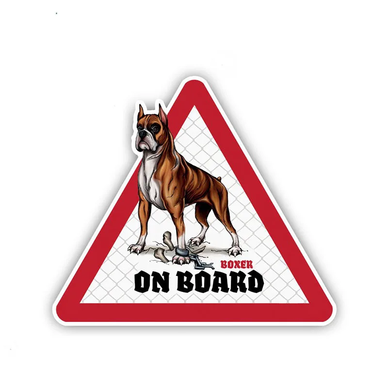 

12cm X 10.5cm 1 Pcs Boxer Car Stickers Dog on Board Decals Pet Dog Decal Dog Warning Sign Funny Stickers for Toyota Stickers