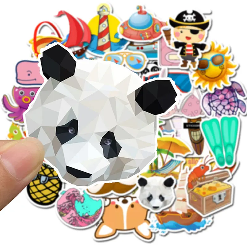 50 ⑤ упак. водонепроницаемые свежие повседневные наклейки с пандой для животных