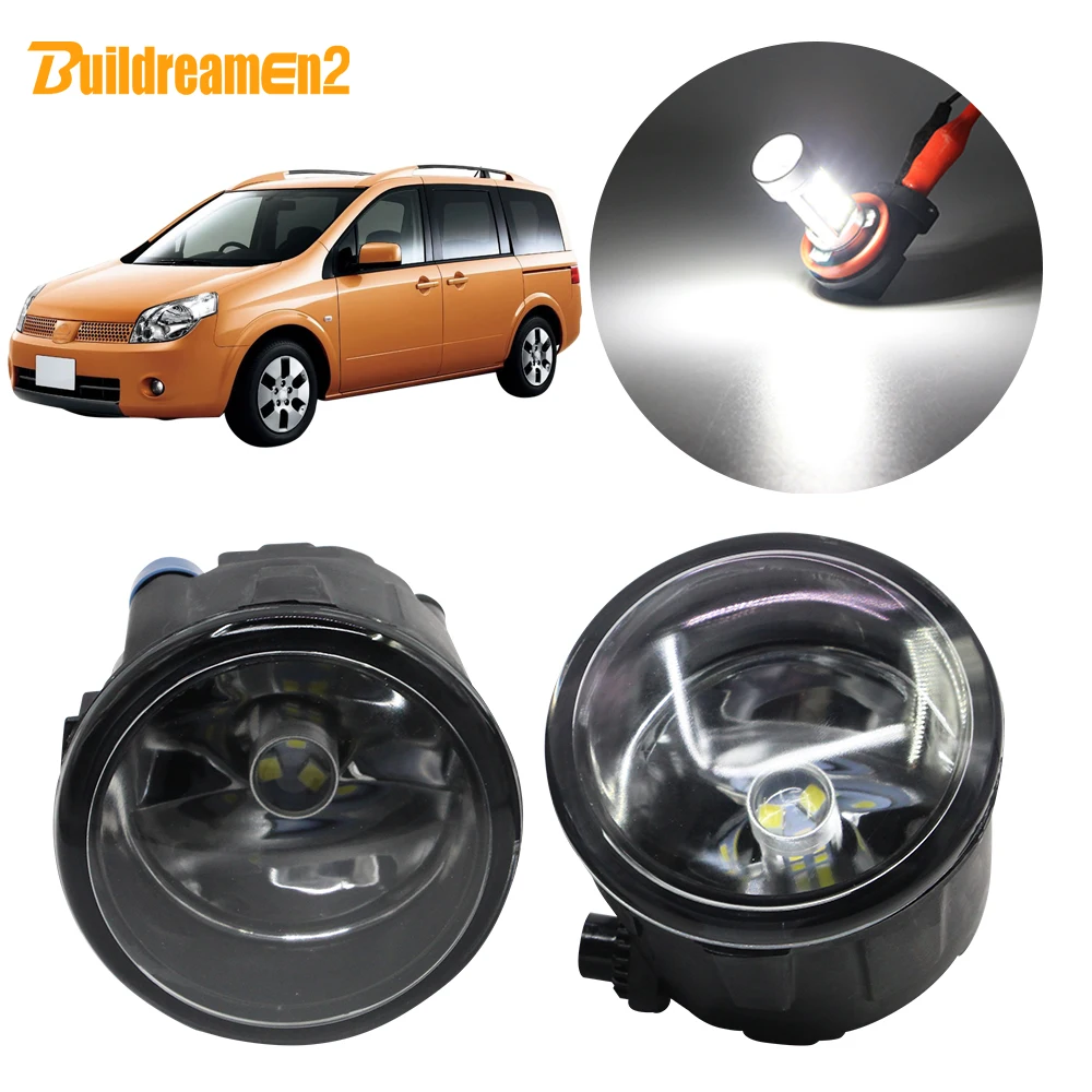 

Buildreamen2 For Nissan Lafesta 2004 Car H11 Fog Light Assembly Lampshade + Bulb DRL Daytime Running Light 12V Accessories