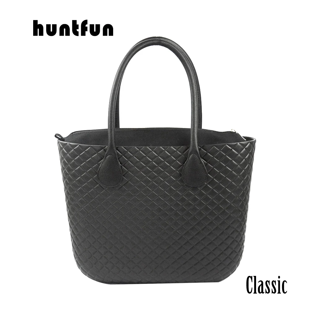 huntfun Classic Big EVA Bag with Diamond Grain Pattern Waterproof Insert Inner Pocket long leather Handles Women Handbag O bag