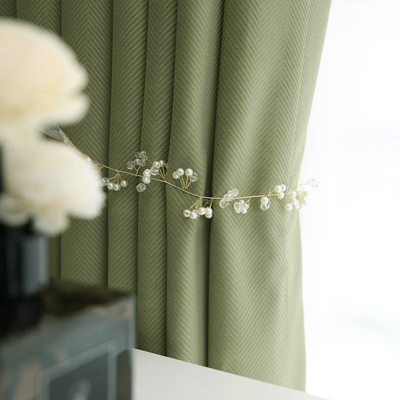 

Customized Matcha Green Cardamom Nordic Simple Shading Japanese Velvet Curtains for Living Dining Room Bedroom