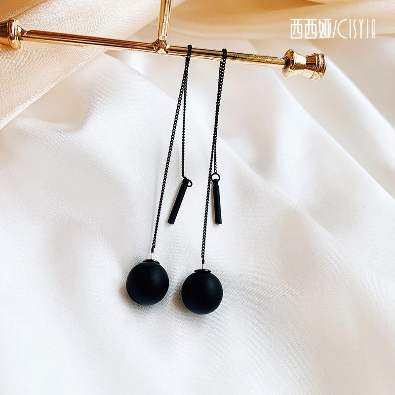 2020 новые модные корейские черные металлические длинные серьги для женщин