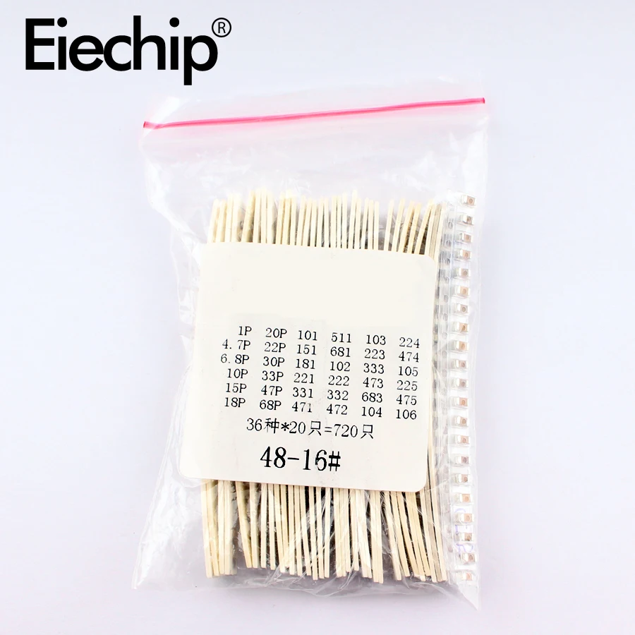 

1206 SMD Ceramic Capacitor set 1pF-10uF 36Values *20pcs capacitors assortment kit 22PF 47PF 22NF capacitance sample package