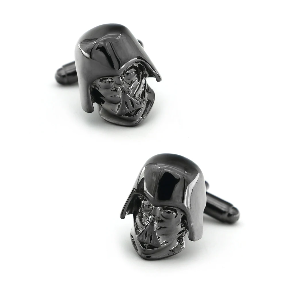 Мужские запонки в виде воина 3D качественные из латуни черного цвета классические