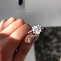 hoyon sterling silver color s925 natural moissanite ring for women heart shaped silver jewelry diamond gemstone ring bizuteria