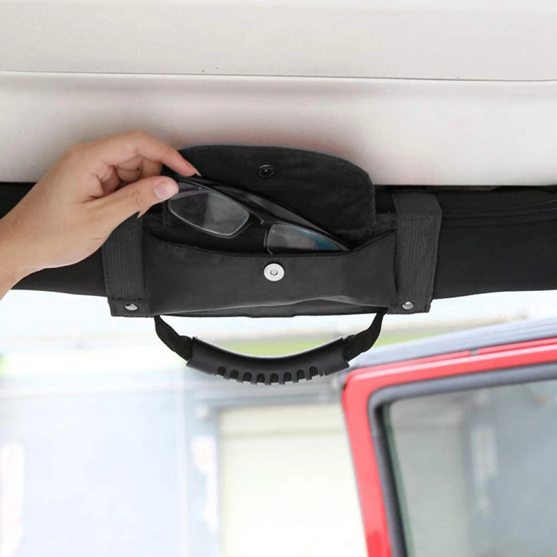 

Автомобильная рулонная рукоятка с держателем для солнцезащитных очков, сумка для хранения, подлокотник, сумка, аксессуары для Jeep Wrangler JK JL ...