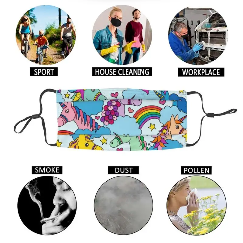 

Unicorns And Rainbows Mouth Face Mask Reusable Mask Adult Anti Haze Dust Protection Cover Respirator Muffle