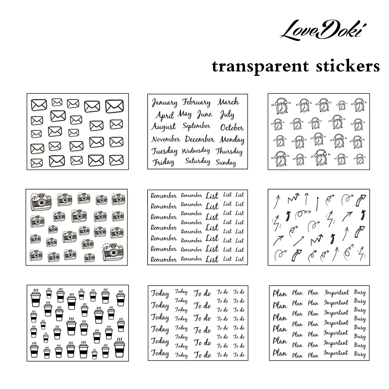 Lovedoki прозрачная наклейка s дневник блокнот планировщик ежемесячная фотонаклейка