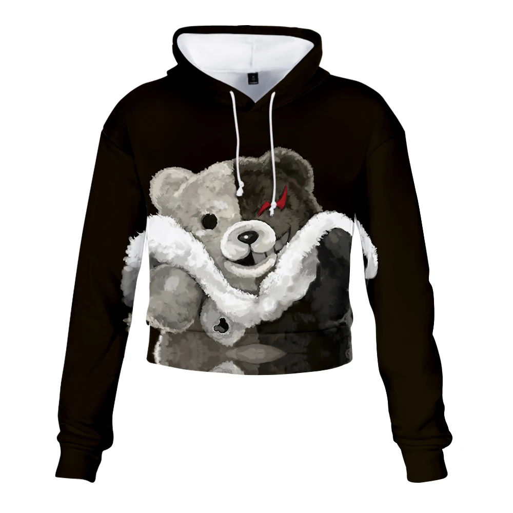 Monokuma толстовка с капюшоном модная Милая сексуальная девушка тренд стиль