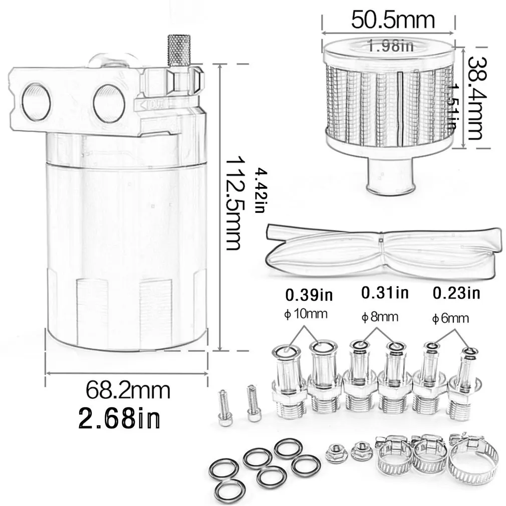 

Oil Catch Can Kit Reservoir Tank Engine Polish Baffled Universal Aluminum Oil Pot Update Accessories