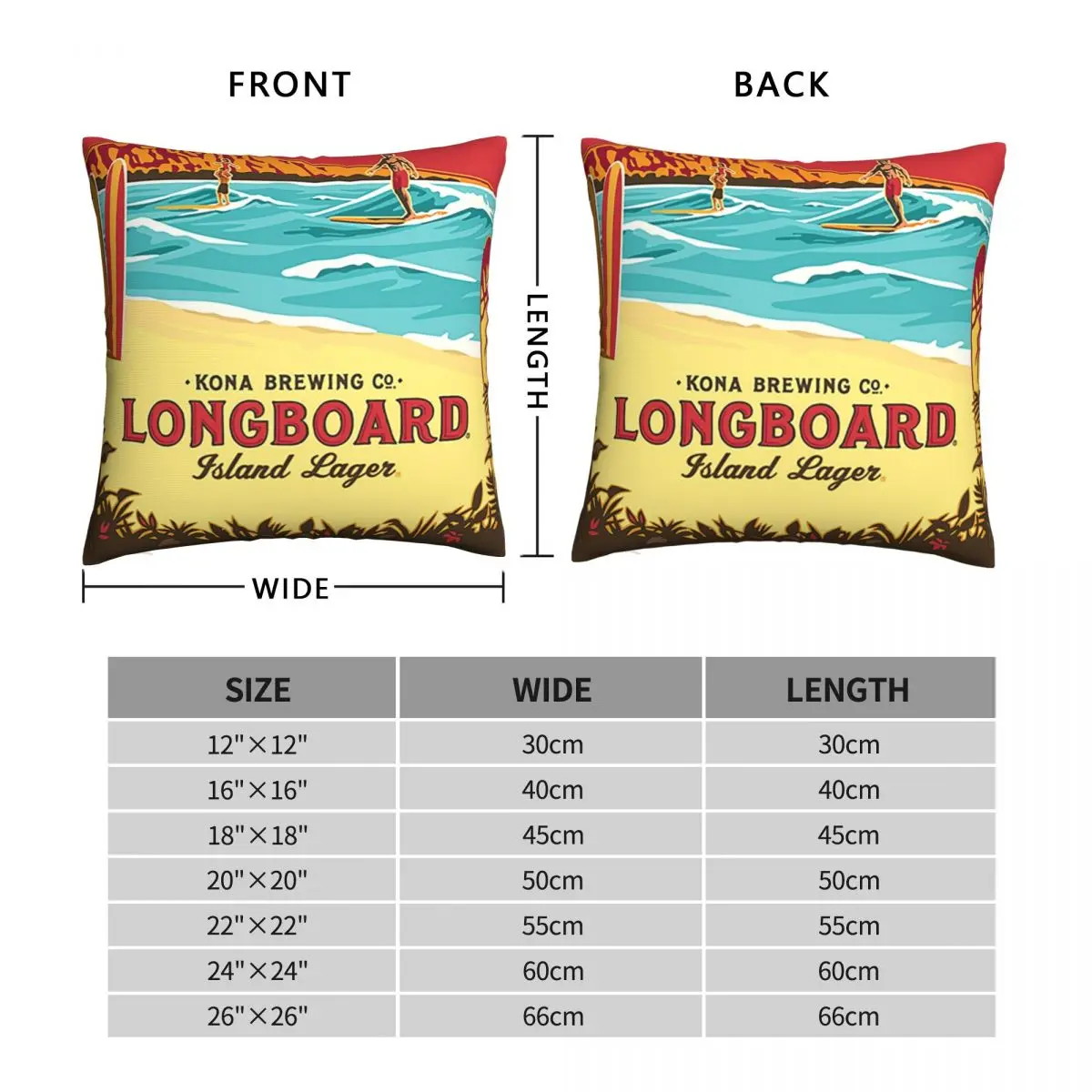 Квадратная наволочка Kona в стиле Лонгборд креативный домашний декоративный чехол