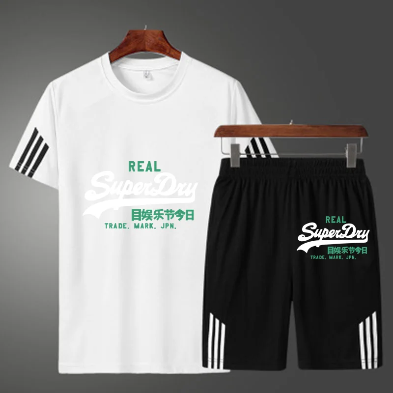 

New Men's T-shirt + Shorts Set Summer Breathable Casual T-shirt Running Set Fashion Harajuku Printed Men's Sports 2 Piece Set