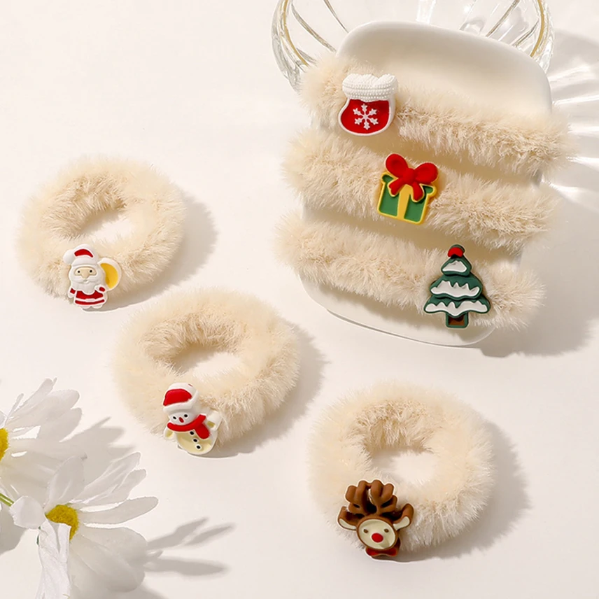 

Christmas Scrunchie Plush Hair Rope Girls Kids Hair Bands Ponytail Holder Band Hair Ties Headdress Women Hair Accessories