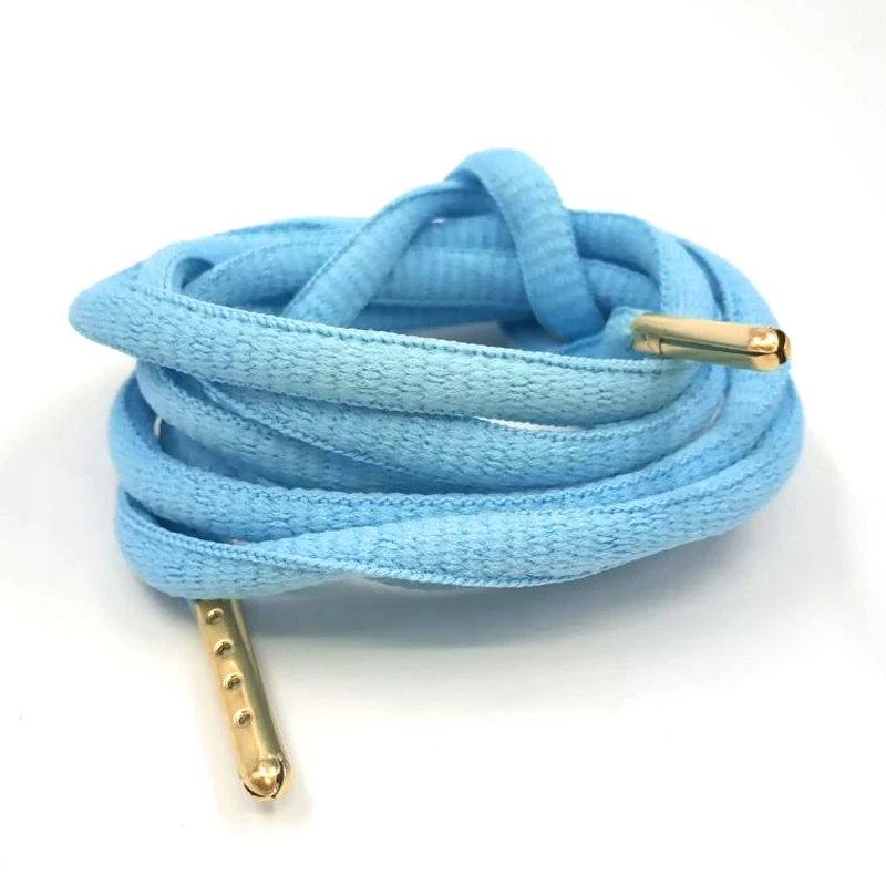 09 sky blue Gold Аксессуары для обуви, шнурки для обуви, белые, круглые, мужские, плоские, замочки, Круглые, Сникеры, кружева, офсетные, кордон, 4 цвета, металлическая головка - Цвет: 09 sky blue Gold